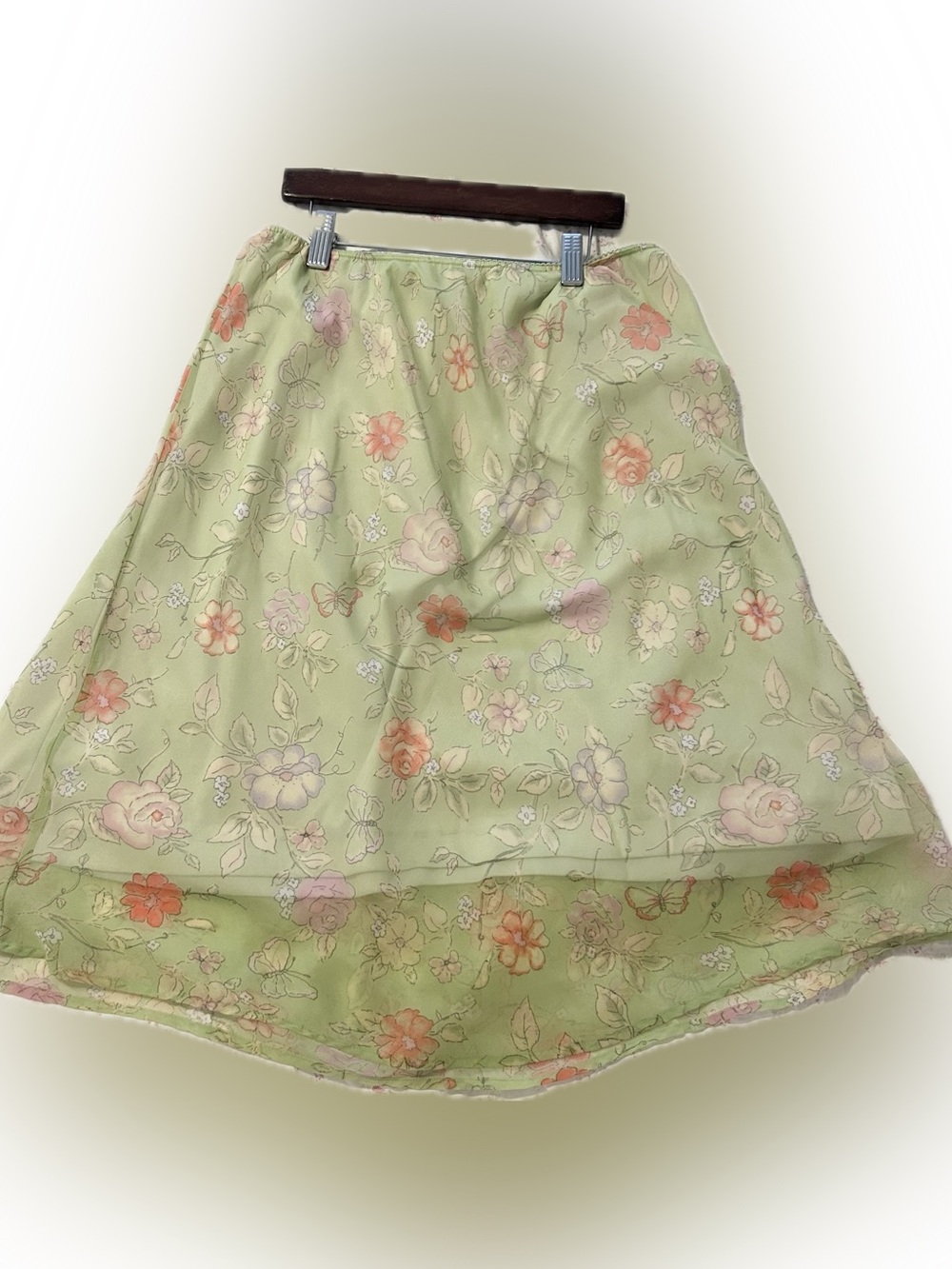Light Green Floral A-Line Skirt cottagecore fairycore pretty
